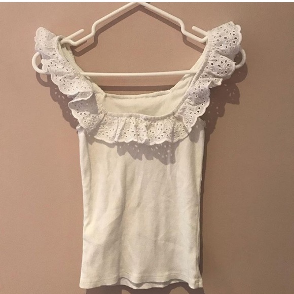 White frill tank top /off shoulder - Picture 1 of 3